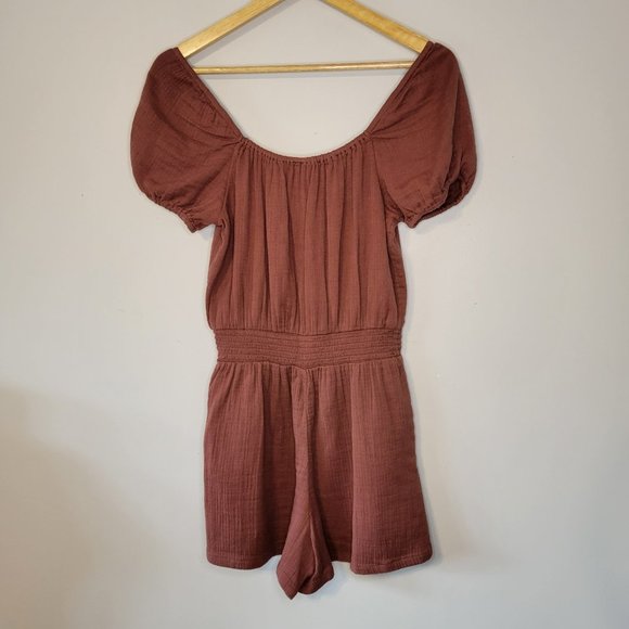 NWT Aerie Puff Sleeve Peasant Top Romper Size XS - Picture 11 of 11